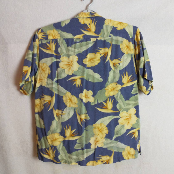 Breakwater Floral Hawaiian Button Down Shirt. Men's Medium. Blue Yellow - Picture 2 of 6